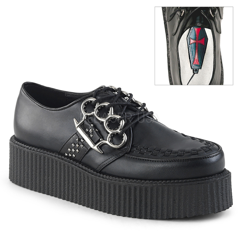 Mens Goth Platform Brass Knuckles Creeper Shoes - Picture 2 of 5